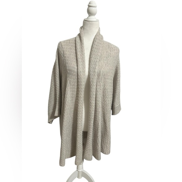 Nordstrom Wool Cashmere Blend Cream Oatmeal Cardigan Open Front Sweater One Size - Picture 1 of 8